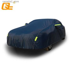 Capas de carro Universal Full Car Cover Azul Escuro Ao Ar Livre Neve Gelo Poeira Sol UV Sombra Capa Auto Exterior Acessórios Fit Suv Sedan Hatchback Q231012