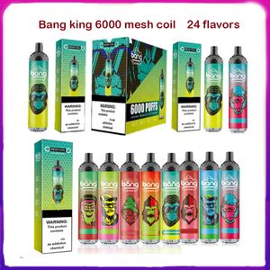 Bobina di rete ricaricabile Vape monouso originale Bang King 6000 0% 2% 3% 5% 850mAh Batteria pre-riempita Baccelli da 14 ml Cartucce Sigarette elettroniche Dispositivo penna 6k