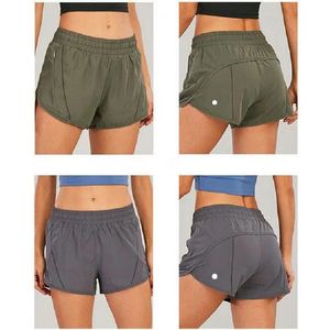 LL Women Yoga Outfits Short fodrade löpande shorts med blixtlås i fickan gym damer casure sportkläder för flickor träning fitness