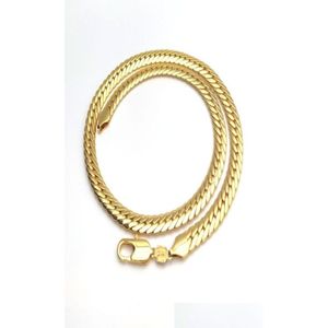 Correntes Correntes Impressionantes 24k Ouro Autêntico Gp 10mm Escalas Cadeia de Pele Sólida Cuban Link Colar Mens 249194873 Jóias Colares Pingente Dhe1C