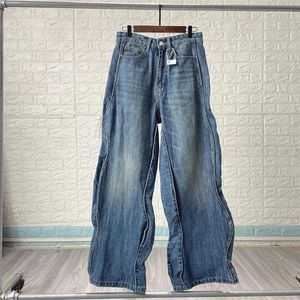 Jeans pour hommes ondulés pour hommes et femmes bleu lavé tissu lourd extra large S mode