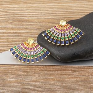 Ohrstecker AIBEF Bohemian Retro Mode Damen Klassisches Design Geometrischer mehrschichtiger ethnischer Stil Pfauenschwanzförmiger Schmuck