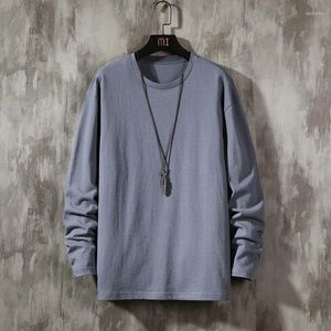 T-shirt da uomo Camicia da uomo T-shirt a maniche lunghe di grandi dimensioni O-collo completo Casual in cotone oversize Streetwear Tops maschili Tees