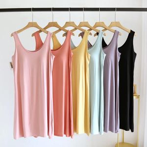 Pijamas femininos cores sólidas modal camisola com almofada no peito camisola para mulheres verão sutiã fino livre housewear pijamas lingerie