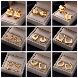 Stud MEYRROYU Round Chunky Hoop Earrings Gold Color Stainless Steel Bijoux Jewlery Metal 18 K Accessories 231011