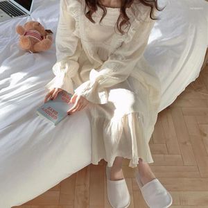 Women's Sleepwear Sweet Nightdress Women Long Sleeve Princess Cute Fashion Nightgown Korea Court Style Spring Sleepshirt Pajamas Nightwear