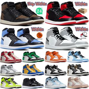 Kutu 1 High 1s Basketbol Ayakkabıları Erkek Palomino Saten Yetiştirilmiş UNC TOE Yıkanmış Siyah Pembe Üniversite Mavi Kayıp ve Kraliyet Patent Koyu Mocha Kadın Sabahları Trainers