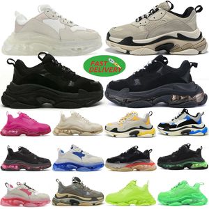 Дизайнерская обувь Triple s для мужчин и женщин, повседневная обувь, кроссовки на платформе, черные, белые, серые, красные, розовые, синие, Royal Neon Green, мужские кроссовки Теннис