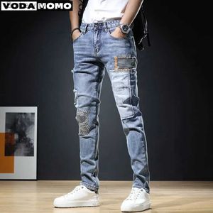 Men's Jeans 2023 Men Stylish Ripped Jeans Pants Slim Straight Frayed Denim Clothes Men New Fashion Skinny Trousers Clothes Pantnes HombreL231011