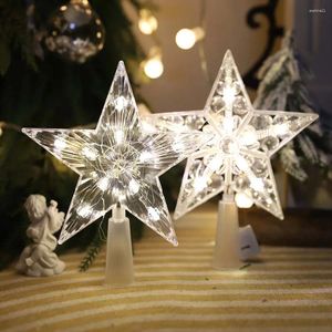 Decorações de Natal Árvore Top Decorado com Estrela de Cinco Pontas Gota de Água Lâmpada Bead Light Brilho Suave Alto Ajuste Multi Engrenagem