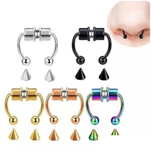 Stainless Steel Magnet Nose Ring Horseshoe Clip Non-Pierced Hoop Magnetic Nail Piercing Dhgarden Otanf