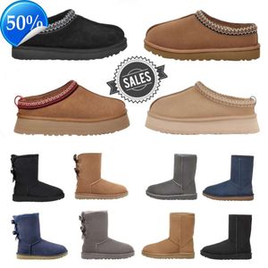 Stivali Sly Tasman Boots Ug Chesut Designer Fur Pelle di pecora Tazz Stivaletti per donna Australia Ultra Mini Platform Ity Slide Snow Boot Inverno Alta qualità