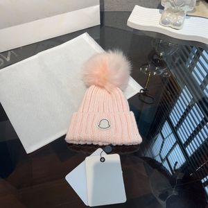 Novo designer de inverno malha gorro de lã feminino grosso malha grossa quente pele do falso pom gorros chapéus feminino gorro bonés 12 cores