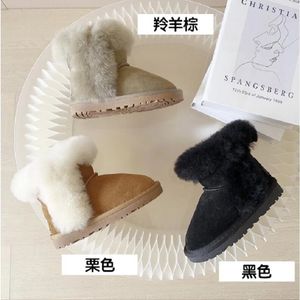 Boots Winter Children's Snow Girls' Alpaca Cute Baby Thickened Wool Cotton Shoes Non slip Men's Chestnut Antelope Bro 231012