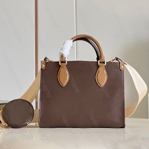 9A Mirror Tote Bag Calfskin Coated Canvas Multi Classic Handbag Shoulder Crossbody Flower Brown Large Capacity PM 25cm