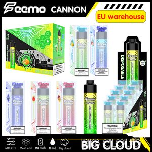 Vape starter kit 18ml disposable pen box hot selling Feemo Cannon disposable vape 0.5 ohm Big Cloud mesh coil with fast shipping germany good price