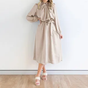 Casual Dresses Elegant Stain Party Dress for Women 2023 Fashion Autumn High midja