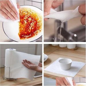 Cleaning Cloths Roll Of Reusable Lazy Rags Bamboo Towels Wet And Dry For Kitchen Dishcloths Supplies Absorbent Organic Dish Washing Dhrvk