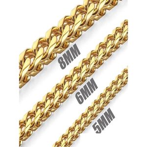 Kettingen 5Mm 6Mm 8Mm Goud Roestvrij Staal Franco Box Curb Chain Link Voor Mannen Vrouwen punk Ketting 1830 Inch Met Veet Bag197O8841110 Jewe Dhtgp