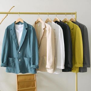 Erkek Suits Erkekler Bahar Takım Ceket Sıradan keten hırka düz renkli ceket erkek basit pamuklu açık ev dekorasyonları