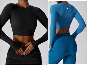 LL8188 Womens Yoga Shirts Tees Ladies Yoga Gym Slim Shirts Long Sleeve Running Excerise Tops Sportwear Breathable Shirt Fast Dry