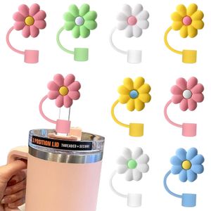 Copertura di paglia per 30 bicchieri da 40 once tazza di fiori topper di paglia tappi di protezione in paglia di silicone carino coperchi per tazze di cannucce da 10 mm accessori