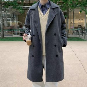 Men's Wool Blends Winter Tweed Coat Midlength Overtheknee Suit Collar Doublebreasted Trench Thicker 231011