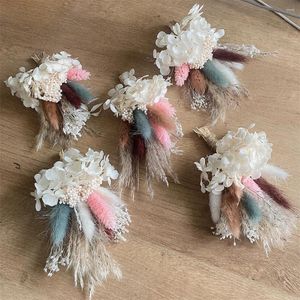 Decorative Flowers Mini Pampas Grass Bouquet Cake Decorations DIY Wedding Topper Bedroom Decor Aesthetic Home Accessories