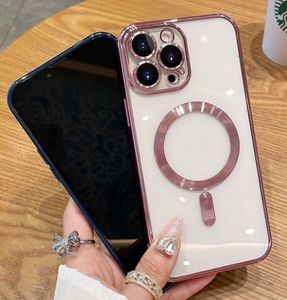 Luxury Designers Fashion Transparent Magnetic Wireless Charging Case For iPhone 15 14 Plus 13 12 11 Pro Max Plating Soft Cover Camera Lens Protector wholesale