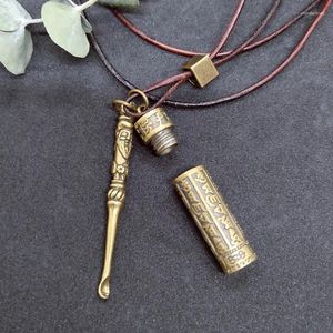 Pendant Necklaces Brass Mini Spoon With Jar Pendants Locket Necklace Urn Storage Bottles Retro Bronze Style Jewelry Accessories