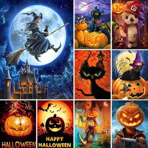 Pinturas Pintura Era 11 / 14CT Bordado Pintura Poster Halloween Cross Stitch Kits DMC Impresso Lona DIY Handmade Decoração de Casa T231012