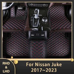 Golvmattor mattor bilgolvmattor för Nissan Juke JKU F16 2017 ~ 2023 Anpassade auto fotkuddar lädermatta interiör Tillbehör 2019 2020 2021 2022 Q231012