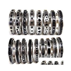 Bandringar 50st mtistyles blanda roterande rostfritt stål snurrringar män kvinnor spinner ring hela rotera band finger party smycken480054 dhiqm