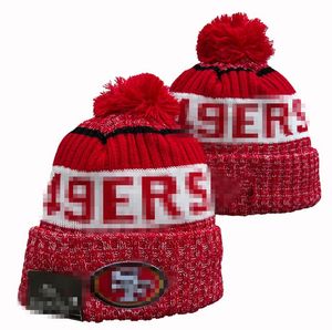 49er Beanies San Francisco Bobble Hats Beyzbol Top Kapakları 2023-24 Moda Tasarımcı Kova Şapkası Tıknaz Örgü Sahte Pom Beanie Noel Spor Örgü Şapkası A7