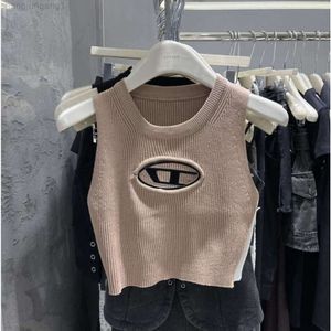 2024 Designer Deisel Women Spicy Girl Metal Hollow Knitted Sleeveless Tank Top Spring New Sexy Short Top Small Female Dieselg