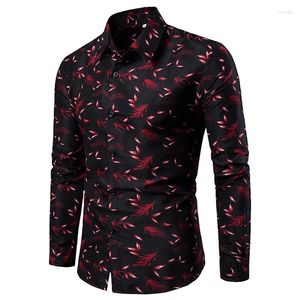 Homens Casuais Camisas Homens Manga Longa Slim Camisas Turn Down Collar Botão Blusa Social Holiday Party Cardigan Top Roupas S-5XL