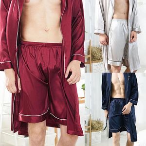 Calças masculinas shorts de cetim pijama pijamas homewear loungewear