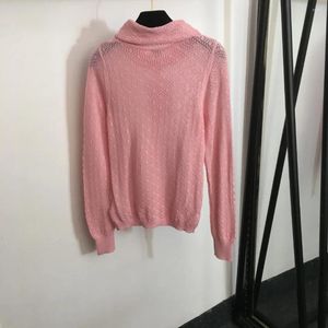 Kadın Sweaters Genç Kızların Küçük Kokulu Rüzgar Ling Ge Hollow Out High Boyn Yün Örme 23 Sonbahar Uzun Kollu Kazak Altı