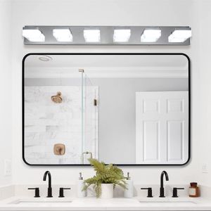 Nowoczesne 6-światło Chrome LED Vanity Mirror Light Ustawienie do łazienek i stolików do makijażu