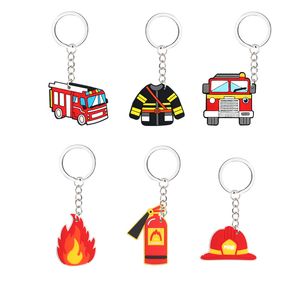 Cartoon PVC Keychain Brandman Söt nyckelbilar Keychains Student School Bag Pendant Creative Gift Key