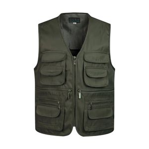 Män västar män multi-pocket Classic Waistcoat manlig ärmlös lossning av solid kapparbetsarbete västpograf taktisk nät västjacka 231011