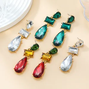 Fashion Elegant rhinestone Drop Earrings For Women Luxury Crystal Hanging Handmade Earrings Jewelry Gifts Wholesale