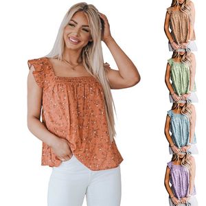 2023 Estate Nuovo Fiore Frammentato Canotta Serbatoi da Donna Collo Pullover Allentato Usura Esterna Versatile Top Senza Maniche Camis