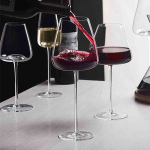 500-600ml koleksiyon seviyesi el yapımı kırmızı şarap cam ultra ince kristal bordo bordo Bordeaux goblet sanat büyük göbek tatma bardağı