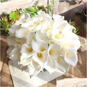 Dekorativa blommor 36cm 11Color Artificial Calla Flower Pu Real Touch Mini Lily Wedding Home Decoration Diy Bouquet Dhhmo