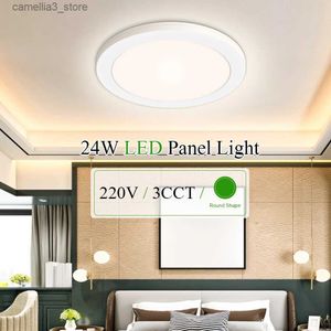 Ceiling Lights 24W LED Panel Light 3CCT Ceiling Light 300mm Diameter 220V Modern Surface Ceiling Lamp For Kitchen Bedroom Bathroom Lamps Q231012