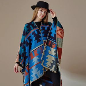 Shawls Bohemian Tassel Cape Ethnic Style Shawl for Women Tourism Thickened Scarf Cashmere Warmth Wearing Elegant Lady Cloak 231012