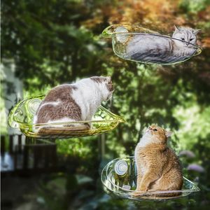 Cat Beds Furniture Transparent Suspended Cat Window Hammock with Stand Sucker Kitten Bed Furniture Pets Accessories Hanging House Outdoor Perch 231011