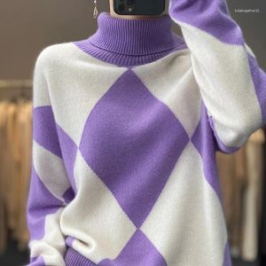 Women's Sweaters Pure Wool High Neck Sweater 2023 Autumn/Winter Turtleneck Cashmere Loose Fashion Long Sleeve Knit Pullover