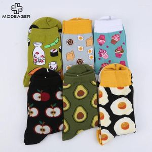 Women Socks Modeager Fashion Cartoon Cute Sushi Cake Bread Avocado Food Winter Thick Warm For Ladies Girls